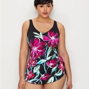 Maxine Of Hollywood In Full Bloom Sarong One Piece Swimsuit